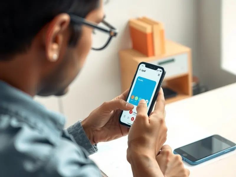 Developer testing a mobile app on a smartphone